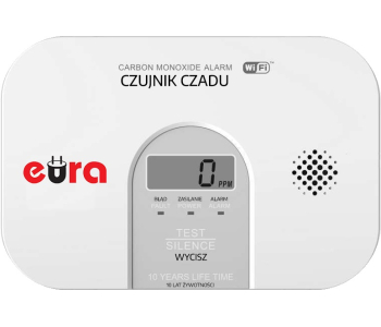 CZUJNIK CZADU WiFi ''EURA'' CD-53A2v5300-TY - DC 3V (2x LR6), LCD, 5 lat gwarancji, test 300 ppm, app Tuya